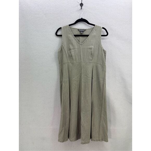 Vintage Abercrombie & Fitch Army Green Sleeveless V-Neck Linen Sheath Dress Size - Picture 6 of 7
